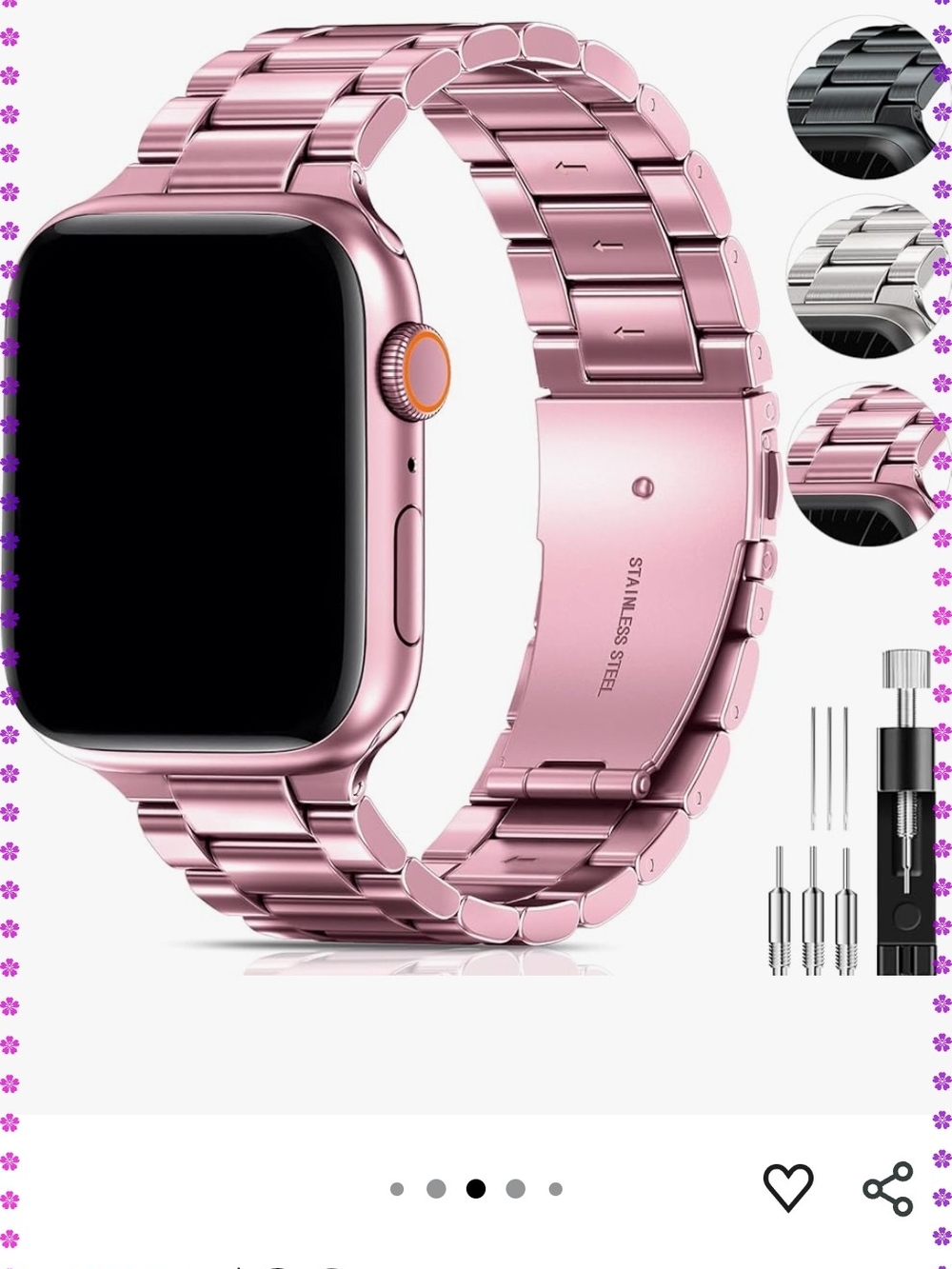 Rose Gold Stainless Steel Link Band for Smartwatch